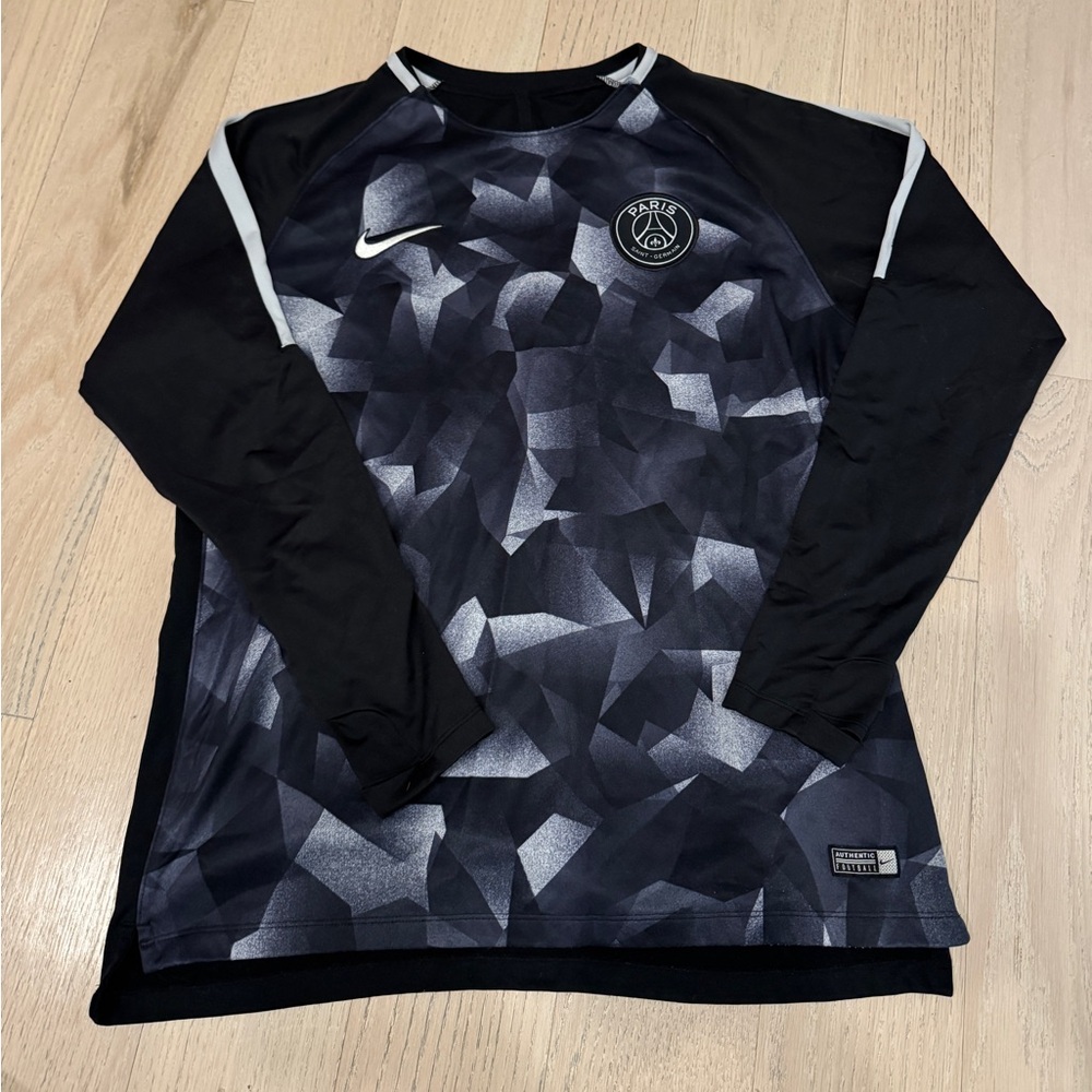 Nike Paris Saint-Germain Black and Gray Geometric Training Top